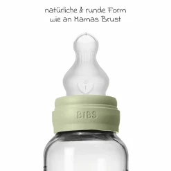 Glas-Flasche 2er Pack Baby Bottle Round 240 ml + Silikon-Trinksauger - Sage