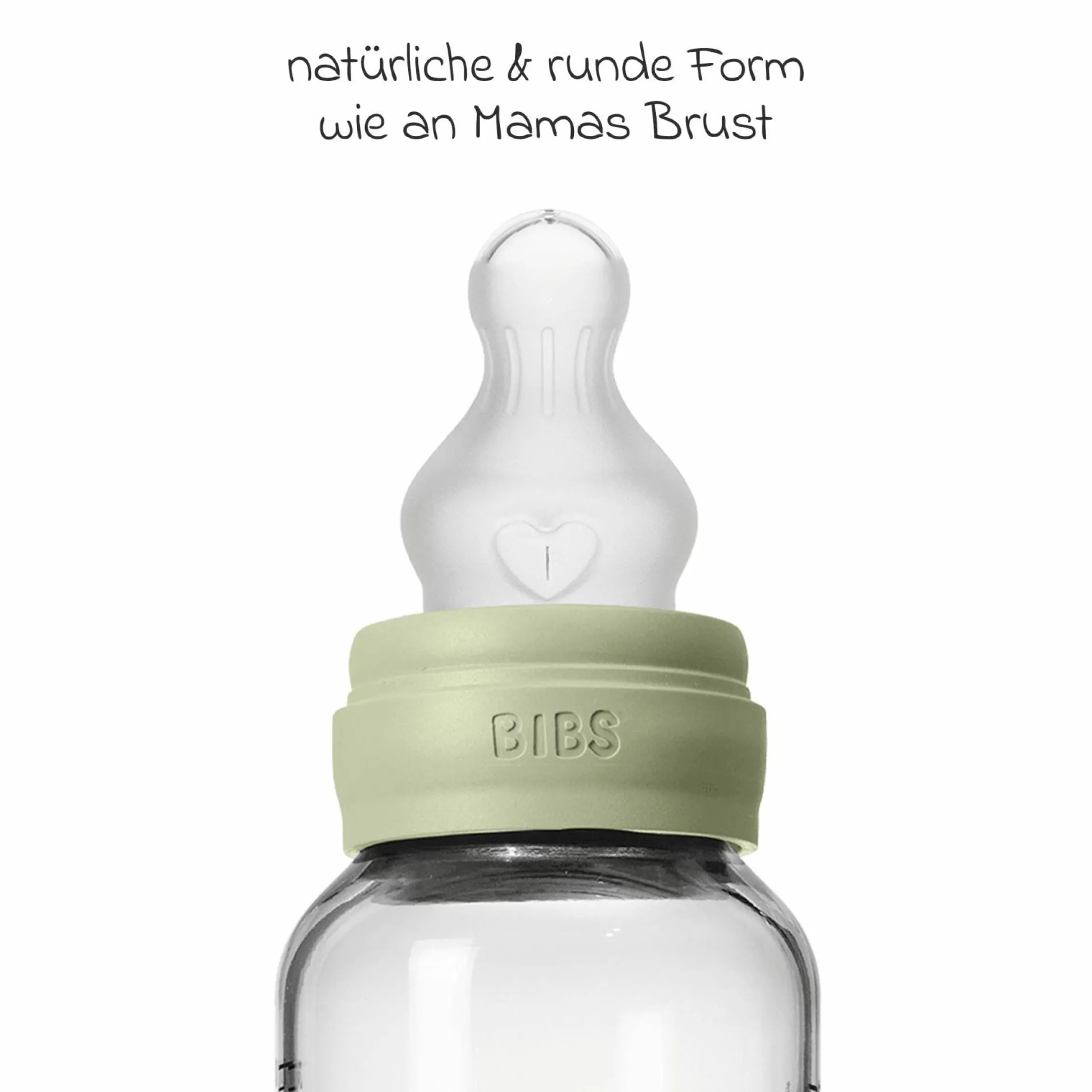 Glas-Flasche 2er Pack Baby Bottle Round 240 ml + Silikon-Trinksauger - Sage