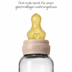 Glas-Flasche 2er Pack Baby Bottle Round 240 ml + Latex-Trinksauger - Blush
