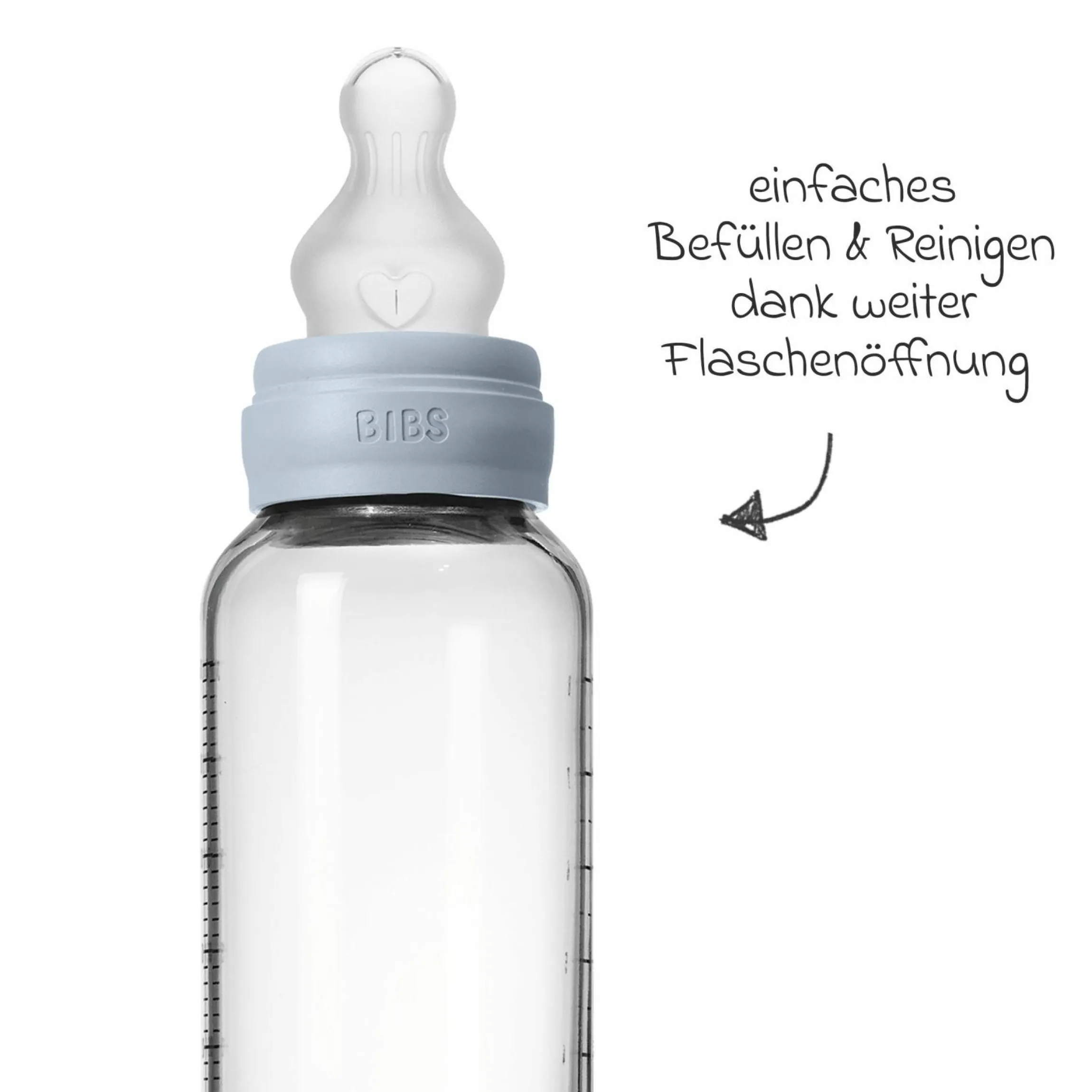 Glas-Flasche 2er Pack Baby Bottle Round 240 ml + Silikon-Trinksauger - Baby Blue