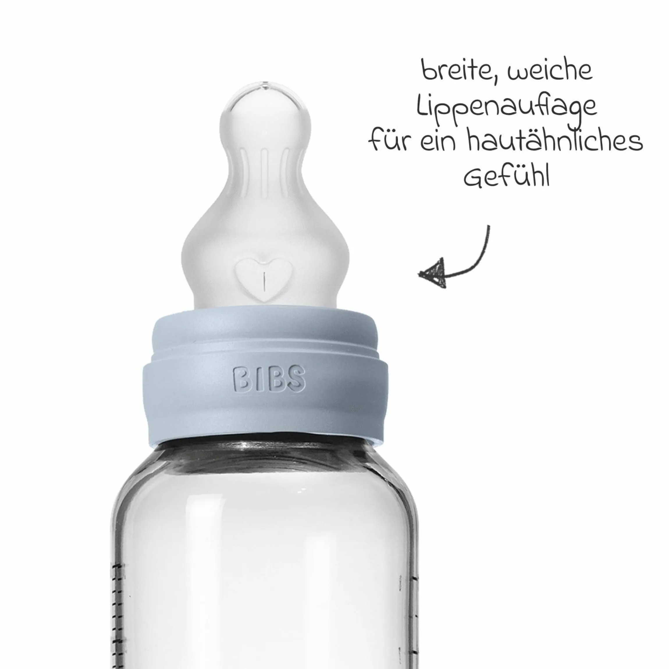 Glas-Flasche 2er Pack Baby Bottle Round 240 ml + Silikon-Trinksauger - Baby Blue