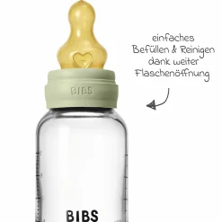Glas-Flasche 2er Pack Baby Bottle Round 120 ml + Latex-Trinksauger - Sage