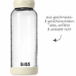 Glas-Flasche 2er Pack Baby Bottle Round 240 ml + Silikon-Trinksauger - Ivory