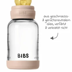 Glas-Flasche 2er Pack Baby Bottle Round 120 ml + Latex-Trinksauger - Blush