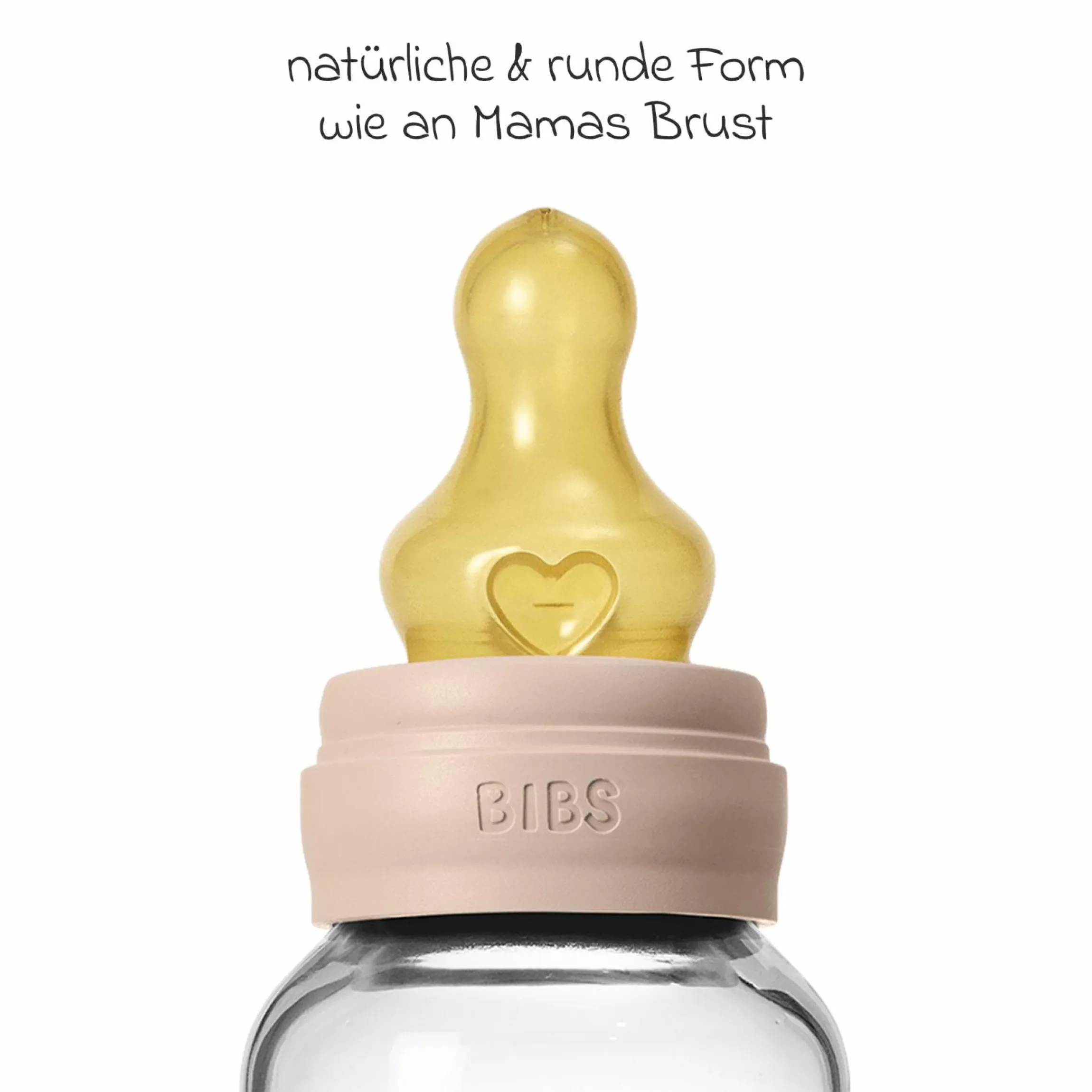 Glas-Flasche 2er Pack Baby Bottle Round 120 ml + Latex-Trinksauger - Blush