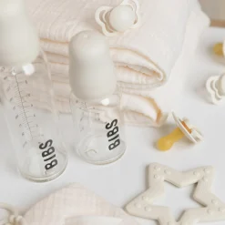 Glas-Flasche 2er Pack Baby Bottle Complete 110 ml + Latex-Trinksauger - Ivory