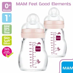 Glas-Flasche 2er Pack Feel Good 170 ml - Silikon Gr. 1 - Vogel & Eichhörnchen