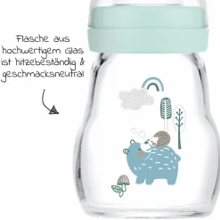 Glas-Flasche 2er Pack Feel Good 170 ml - Silikon Gr. 1 - Bär & Igel