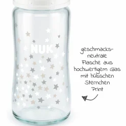 Glas-Flasche 3er Pack First Choice Plus 240 ml + Silikon-Sauger Gr. 1 M - Temperature Control + GRATIS Flaschenbürste - Sterne