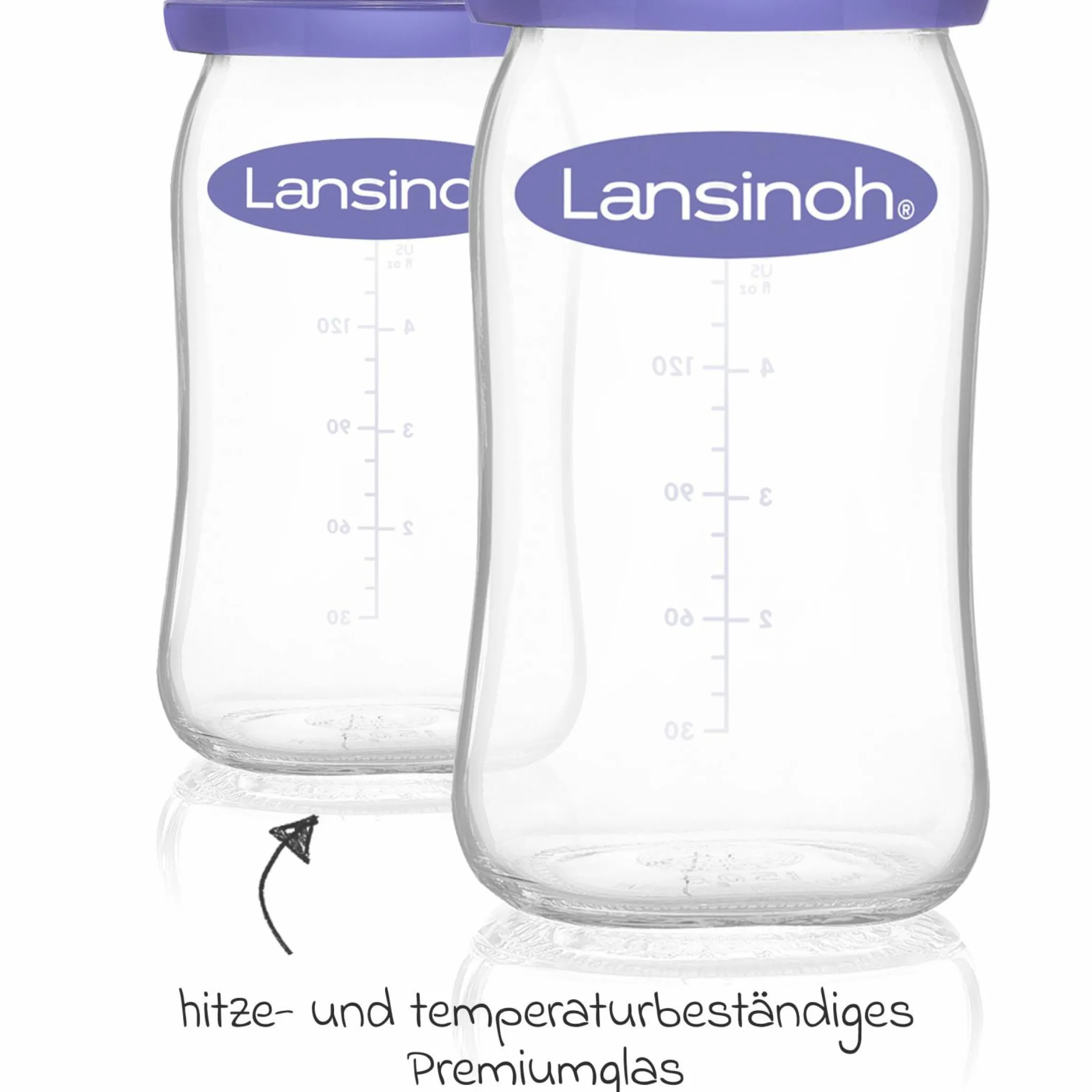 Glas-Flasche 2er Pack 160ml mit NaturalWave® Trinksauger Gr. S