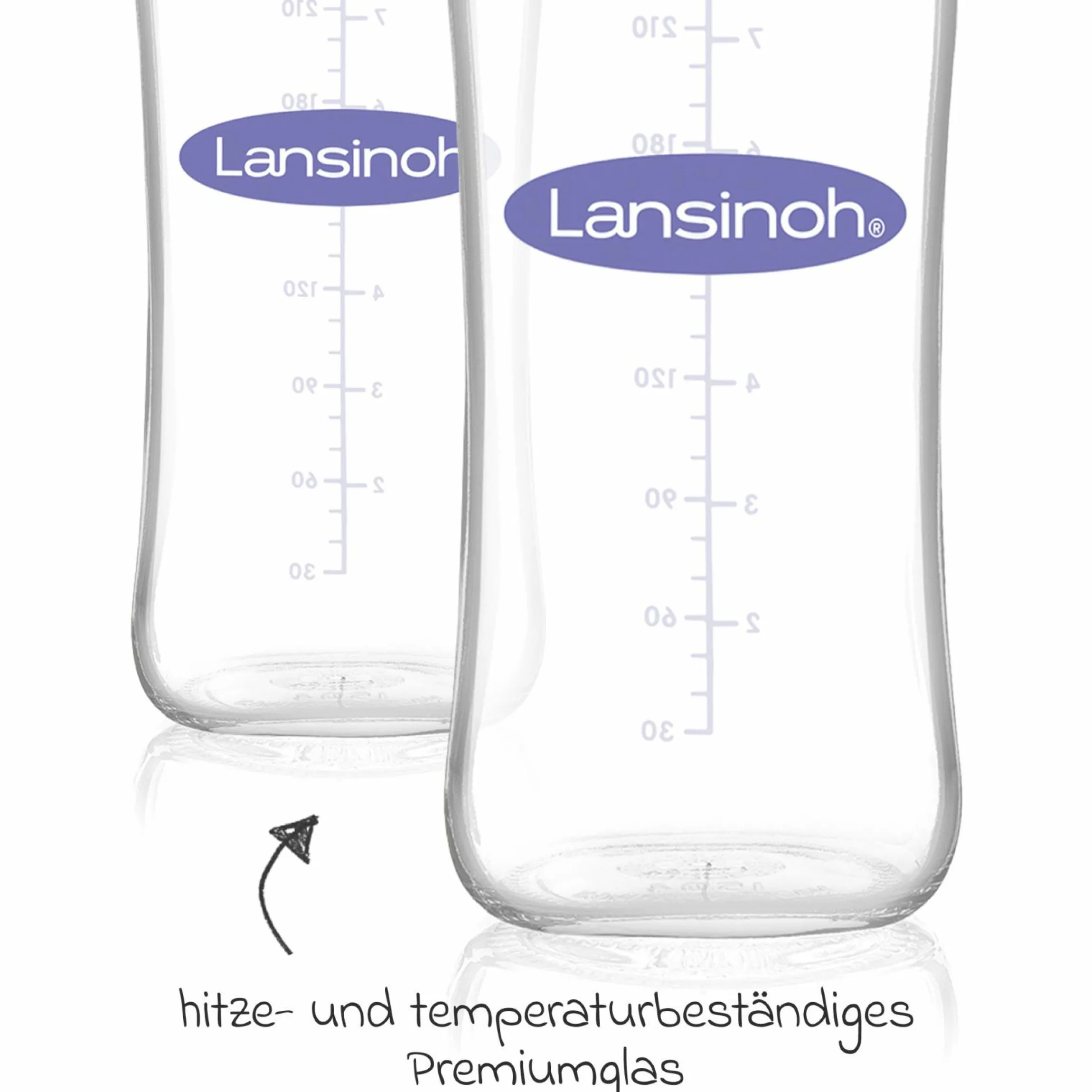 Glas-Flasche 2er Pack 240ml mit NaturalWave® Trinksauger Gr. M