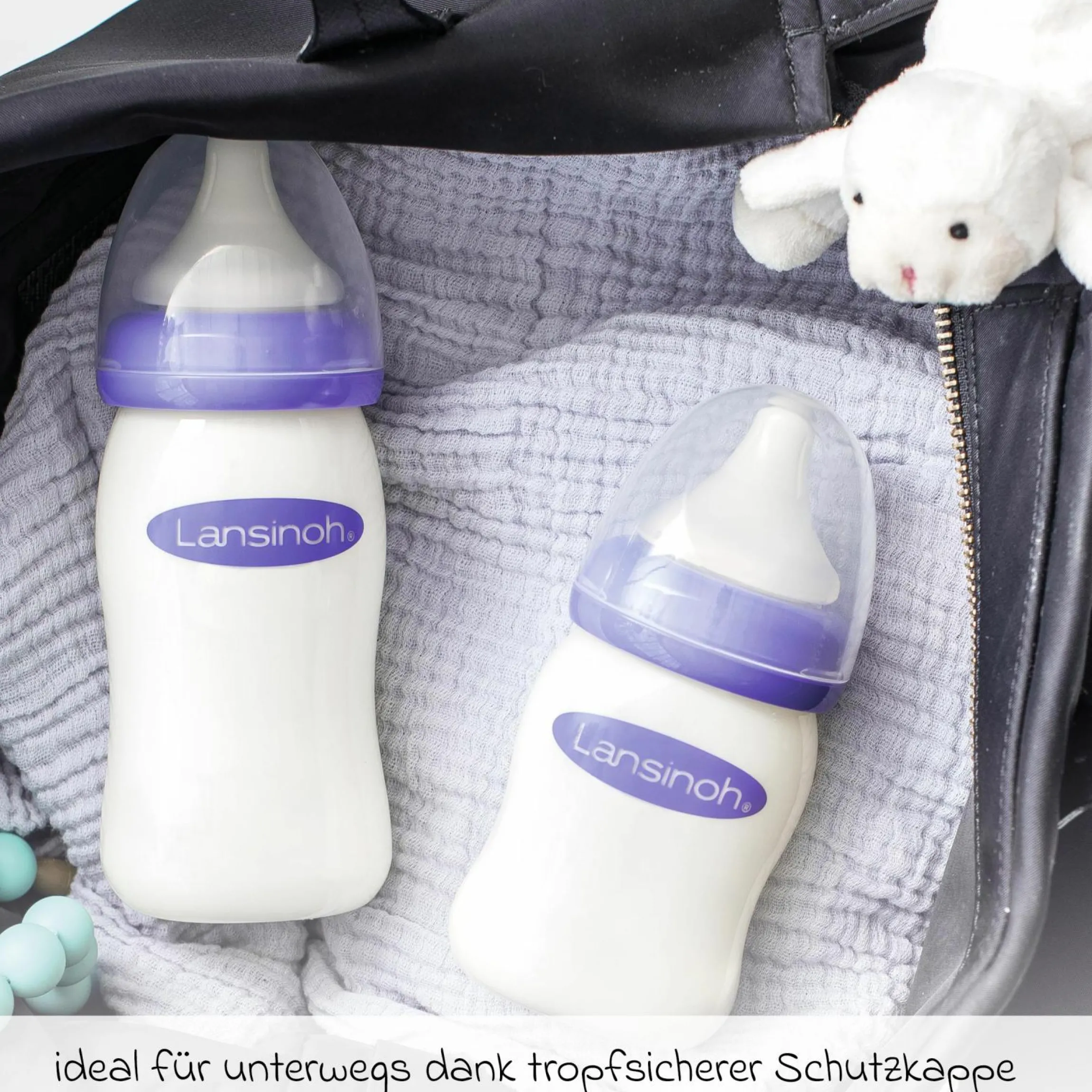 Glas-Flasche 2er Pack 240ml mit NaturalWave® Trinksauger Gr. M