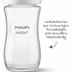 Glas-Flasche 2er Pack Natural Response 240ml + Silikon-Sauger 1M+