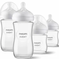 Glas-Flasche 4er Pack Natural Response 120ml & 240ml + Silikon-Sauger
