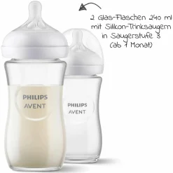 Glas-Flasche 4er Pack Natural Response 120ml & 240ml + Silikon-Sauger