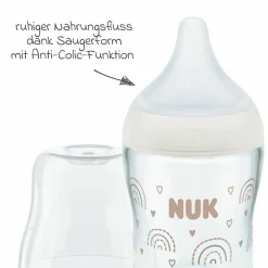 Glas-Flasche 2er Pack Perfect Match 120 ml + Silikon Sauger Gr. S - Regenbogen - Weiß