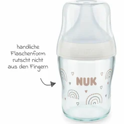 Glas-Flasche 3er Pack Perfect Match 120 ml + Silikon Sauger Gr. S - Regenbogen - Weiß