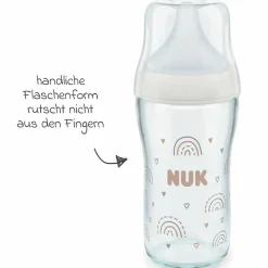 Glas-Flasche 2er Pack Perfect Match 230 ml + Silikon Sauger Gr. M - Regenbogen - Weiß