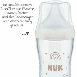 Glas-Flasche 3er Pack Perfect Match 230 ml + Silikon Sauger Gr. M - Regenbogen - Weiß