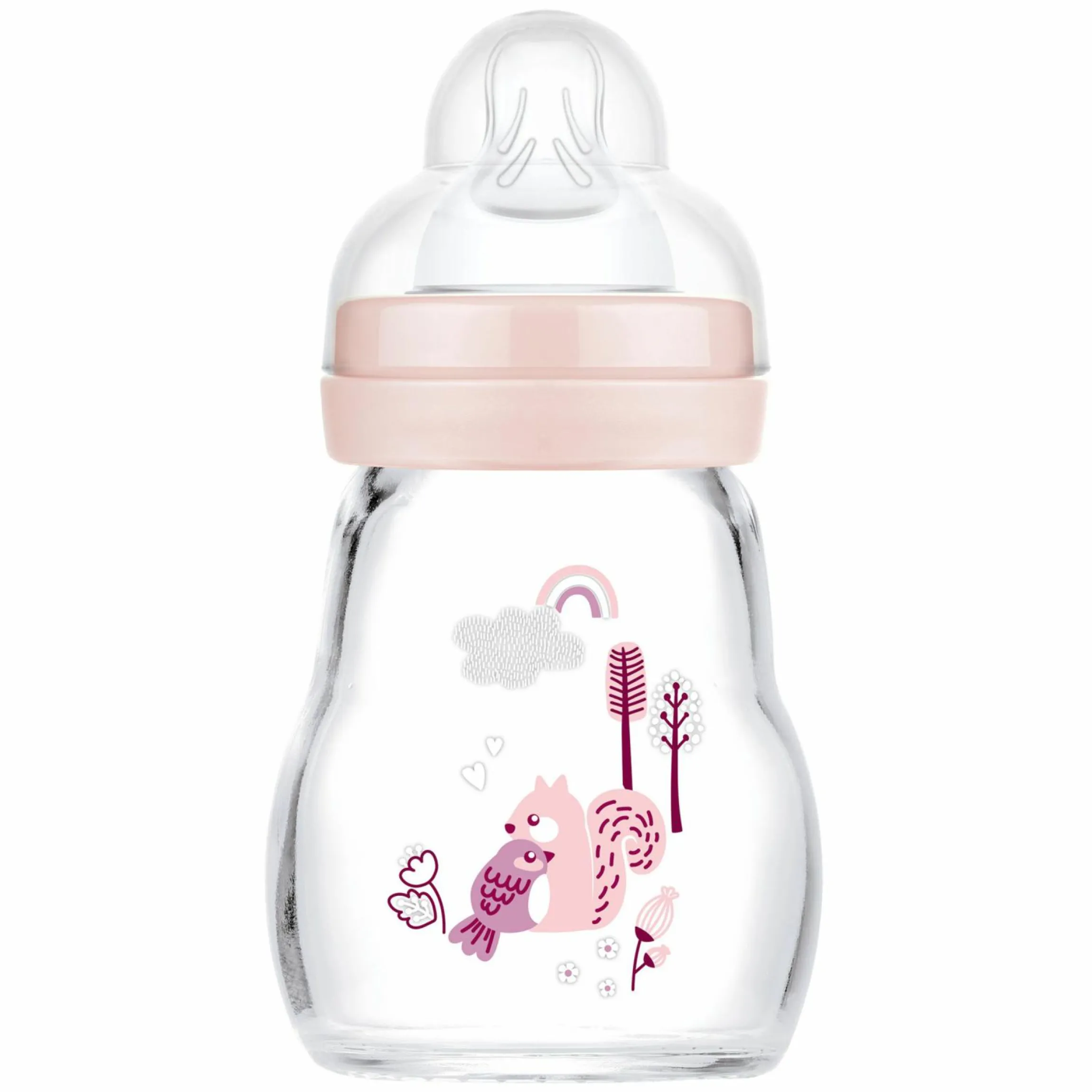 Glas-Flasche Feel Good 170 ml - Silikon Gr. 1 - Vogel & Eichhörnchen