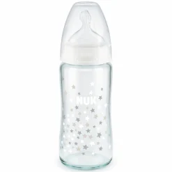 Glas-Flasche First Choice Plus Temperature Control 240 ml + Silikon-Sauger Gr. 1 M - Weiß
