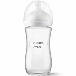 Glas-Flasche Natural Response 240ml + Silikon-Sauger 1M+