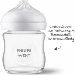 Glas-Flasche Natural Response 120ml + Silikon-Sauger 0M+
