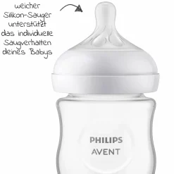Glas-Flasche Natural Response 120ml + Silikon-Sauger 0M+