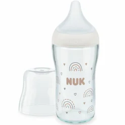 Glas-Flasche Perfect Match 230 ml + Silikon-Sauger Gr. M - Regenbogen - Weiß