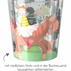 Glitzerbecher 150 ml - Prinzessin & Pferd