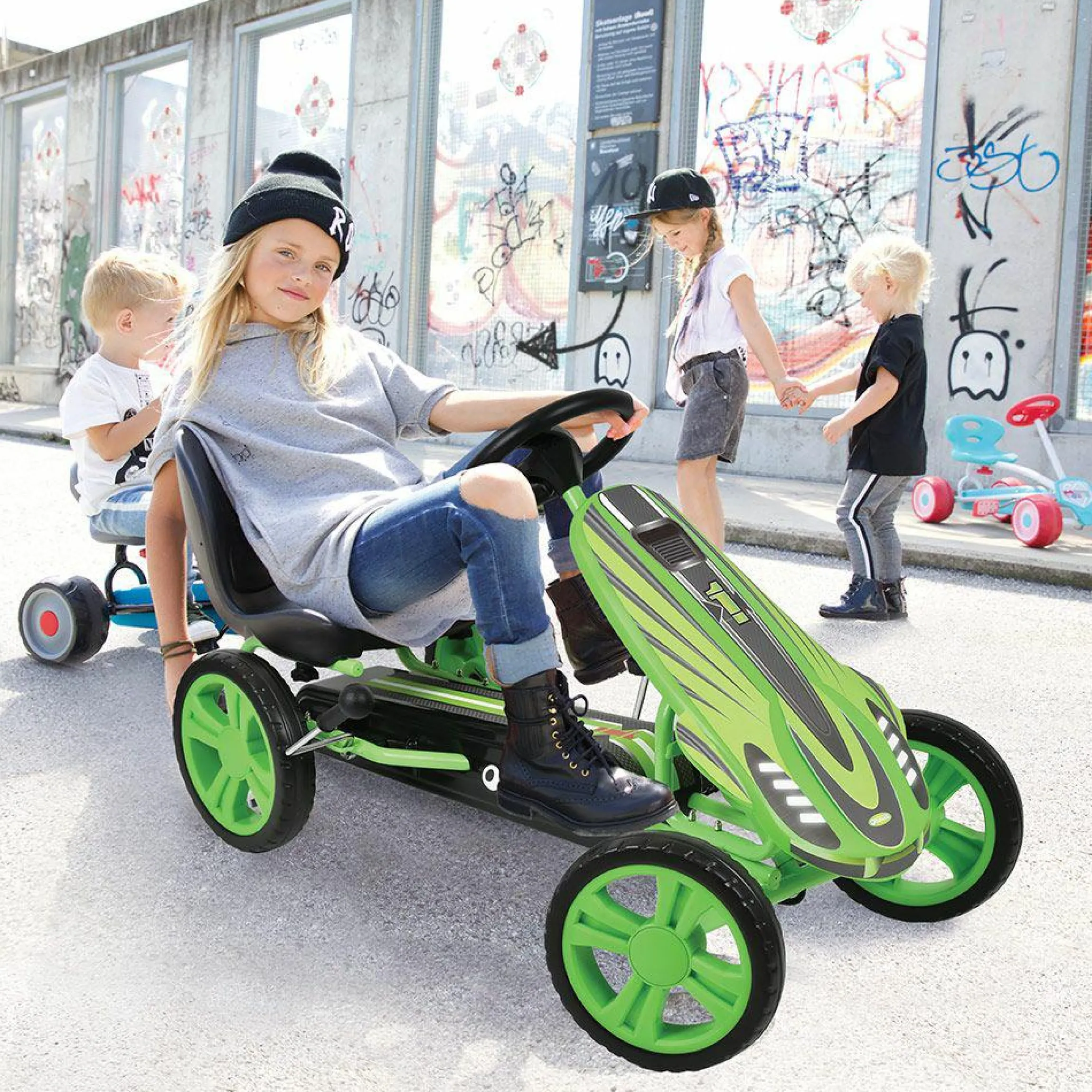 Gokart & Tretauto Speedster mit verstellbarem Schalensitz (4-8 Jahre) - Green
