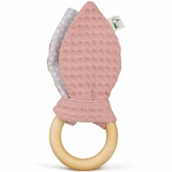 Greifring mit Stoffohren - Waffelpique - Rosa