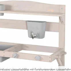 Große Spiel- und Matschküche zum Hängen mit Spielwanne, Herdplatte, Wasserbehälter mit Wasserhahn - Grau