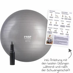 Gymnastikball Mama belastbar bis 120 kg inkl. Luftpumpe - Grau - Kollektion 2024