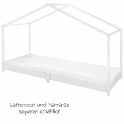 Hausbett bodentief mit niedriger Einstiegshöhe 90 x 200 cm - Montessori - Weiß