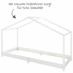 Hausbett bodentief mit niedriger Einstiegshöhe 90 x 200 cm - Montessori - Weiß