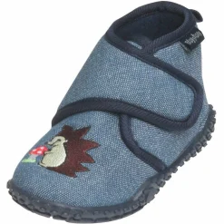 Hausschuhe Klettverschluss - Igel Jeansblau - Gr. 22/23
