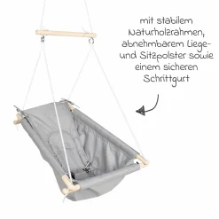 Hängesitz mit Schrittgurt und Liegepolster bis 30 kg belastbar - Taupe - Kollektion 2025