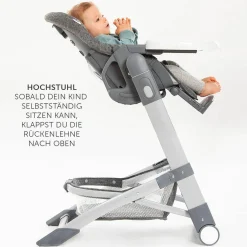 Hochstuhl & Babyliege ab Geburt - Grow Up Newborn Set (faltbar & klappbar) - Melange Grey