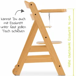 Hochstuhl Alpha Move - mit Essbrett und Rollen - Natur