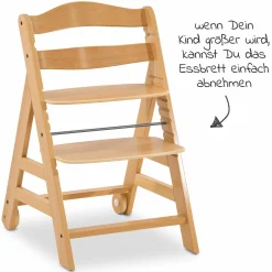 Hochstuhl Alpha Move - mit Essbrett und Rollen - Natur