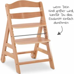 Hochstuhl Alpha Move Natur - im Sparset inkl. Essbrett, Sitzkissen Jersey Charcoal und 2x Silikonteller