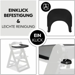 Hochstuhl Alpha Plus Black - im Sparset inkl. Essbrett Click Tray und Sitzkissen - Jersey Charcoal