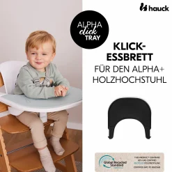 Hochstuhl Alpha Plus Black - im Sparset inkl. Essbrett Click Tray, Sitzkissen und Aufbewahrungsboxen - Jersey Charcoal