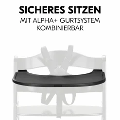 Hochstuhl Alpha Plus Black - im Sparset inkl. Essbrett Click Tray, Sitzkissen und Aufbewahrungsboxen - Jersey Charcoal