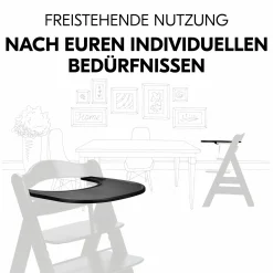 Hochstuhl Alpha Plus Black - im Sparset inkl. Essbrett Click Tray, Sitzkissen und Aufbewahrungsboxen - Jersey Charcoal