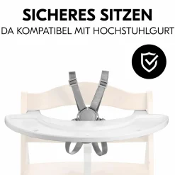Hochstuhl Alpha Plus Black - im Sparset inkl. Sitzkissen + Play Tray Basis + Spielzeug Play Music mit Xylophon