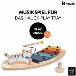 Hochstuhl Alpha Plus Black - im Sparset inkl. Sitzkissen + Play Tray Basis + Spielzeug Play Music mit Xylophon