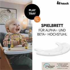 Hochstuhl Alpha Plus Black - im Sparset inkl. Sitzkissen + Play Tray Basis + Spielzeug Play Moving mit Motorikschleife