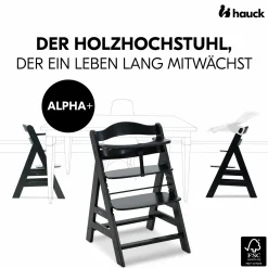 Hochstuhl Alpha Plus Black - im Sparset inkl. Sitzkissen + Motorik-Spielbrett Play Board